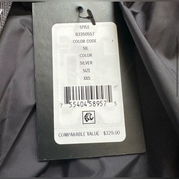 DKNY Silver Puffer Jacket Women’s Size XXS - Picture 5 of 9